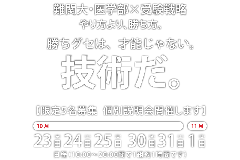   勝ちグセは、才能じゃない。技術だ。6月・7月限定5名募集